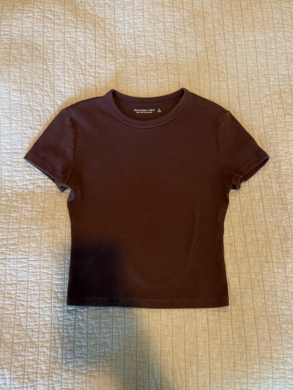 Abercrombie & Fitch Ribbed Short Sleeve Tee - Brown